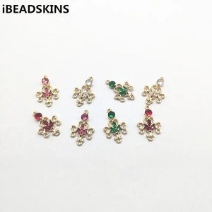 Flower CZ Charm Copper Earrings Parts DIY Hand Jewelry