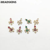 Flower CZ Charm Copper Earrings Parts DIY Hand Jewelry
