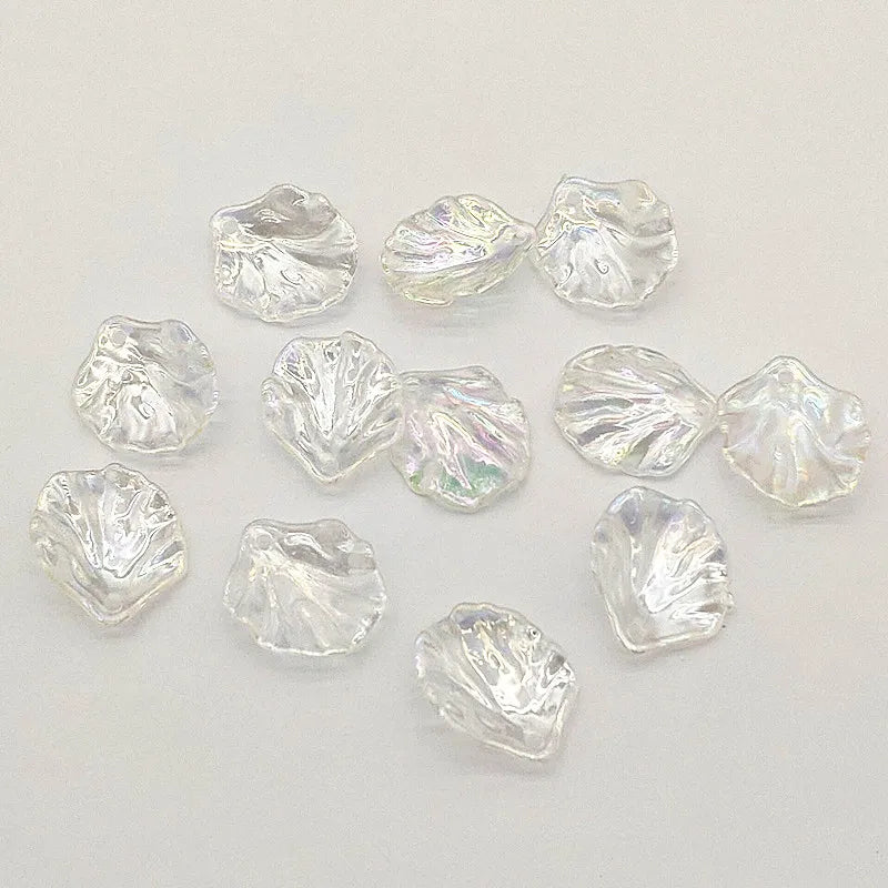 200pcs Clear Aurora Effect Leaf Beads for DIY Jewelry