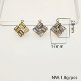 Copper/CZ Square Charm for Earrings DIY 50pcs