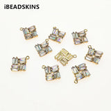 Copper/CZ Square Charm for Earrings DIY 50pcs