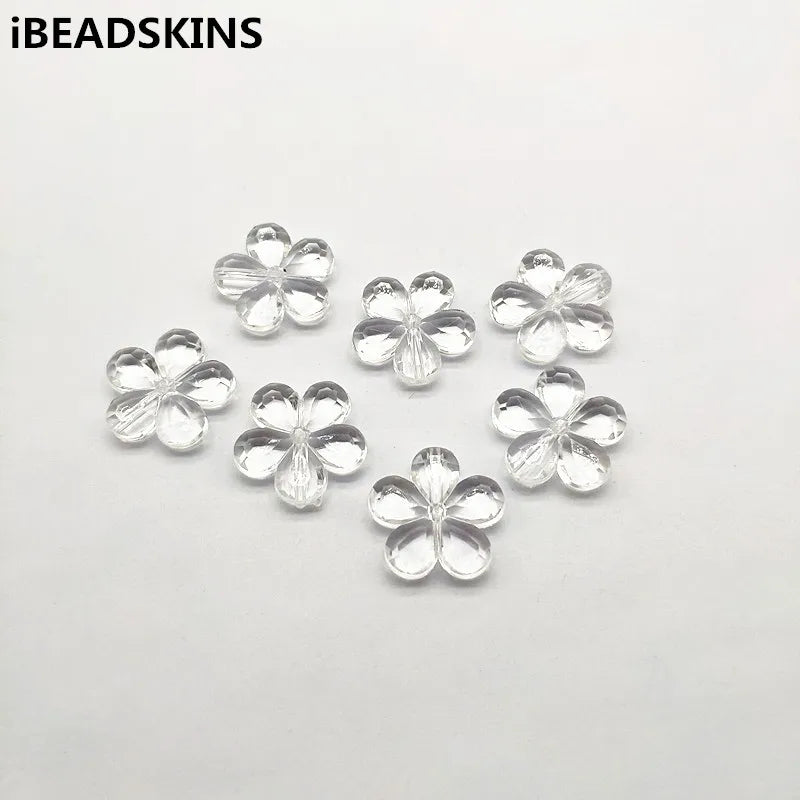Clear Acrylic Flower Beads for Necklace Earrings Jewelry DIY