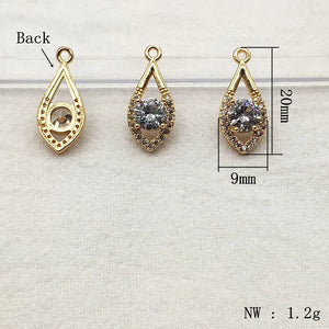 CZ Drop Shap Charm for Necklace Earring DIY Jewelry Findings 50pcs