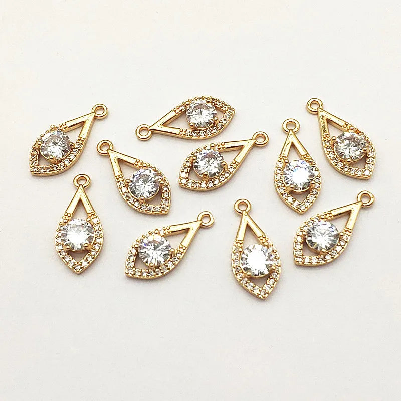 CZ Drop Shap Charm for Necklace Earring DIY Jewelry Findings 50pcs