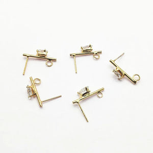 20x9mm 50pcs Cubic Zirconia Ear Stud for Earrings DIY