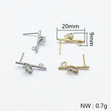 20x9mm 50pcs Cubic Zirconia Ear Stud for Earrings DIY