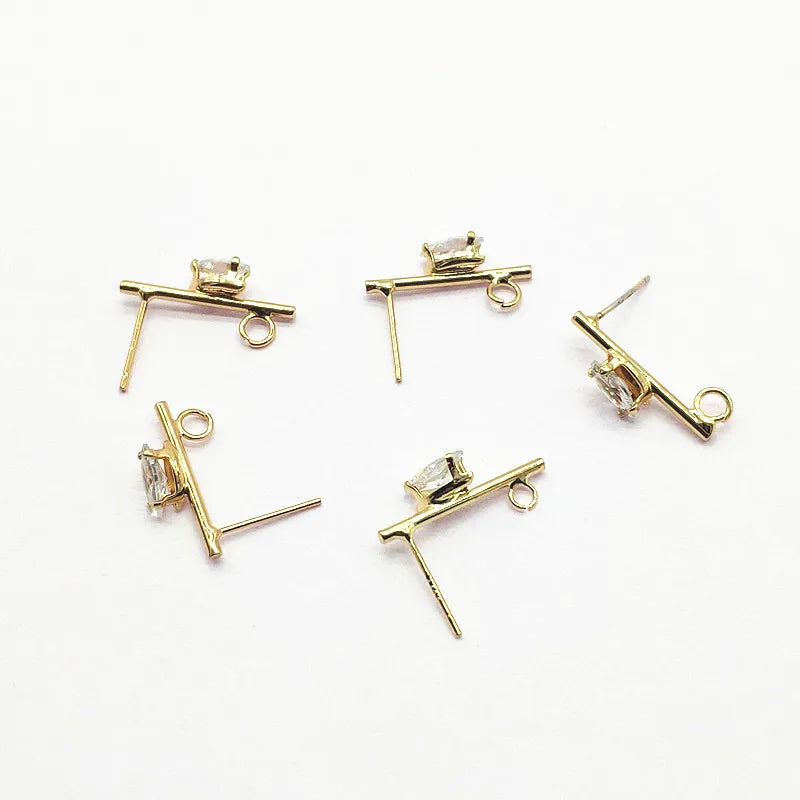 20x9mm 50pcs Cubic Zirconia Ear Stud for Earrings DIY