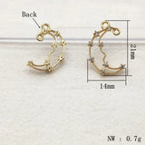 Moon Shape CZ Charm 21x14mm 50pcs for Necklace Earring DIY