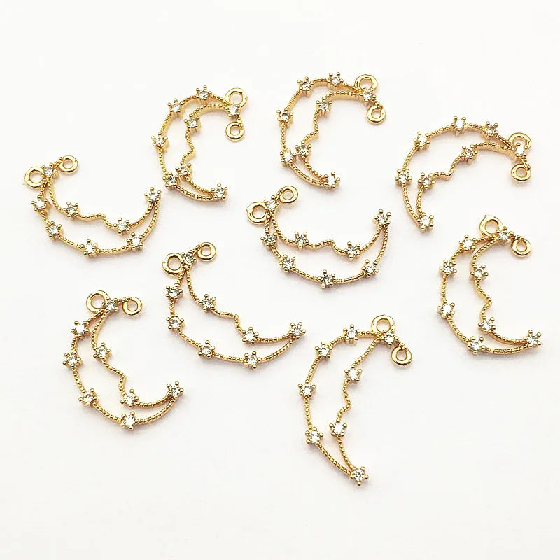 Moon Shape CZ Charm 21x14mm 50pcs for Necklace Earring DIY