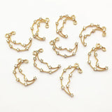 Moon Shape CZ Charm 21x14mm 50pcs for Necklace Earring DIY