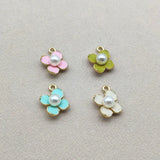 Enamel Flower Charm for Earrings DIY 50pcs 21x17mm