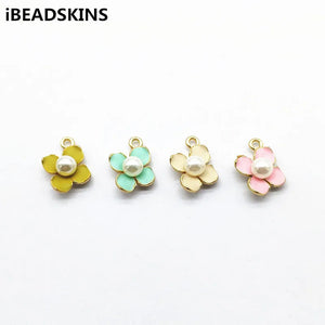 Enamel Flower Charm for Earrings DIY 50pcs 21x17mm