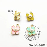 Enamel Flower Charm for Earrings DIY 50pcs 21x17mm