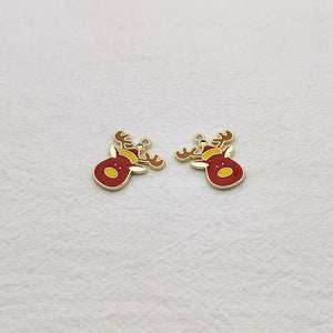 Enamel Deer Head Charm for Earring DIY Making, Set of 100