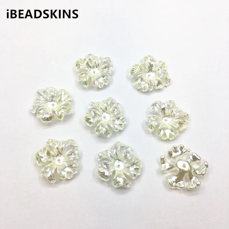 100pcs Aurora/AB Petal Beads for DIY Jewelry, Earrings, Headpieces - 21x20mm