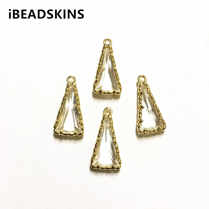 Copper Glass Triangle Connectors 22x10mm for Jewelry DIY