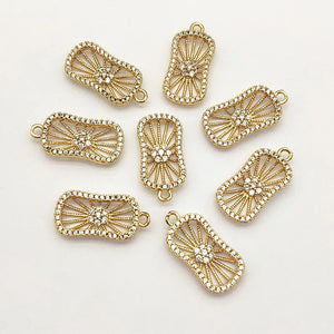 30pcs CZ Oval Charm DIY Jewelry Findings 22x11mm