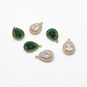 Cubic Zirconia/Crystal Drop Charm for Earrings DIY - 20pcs