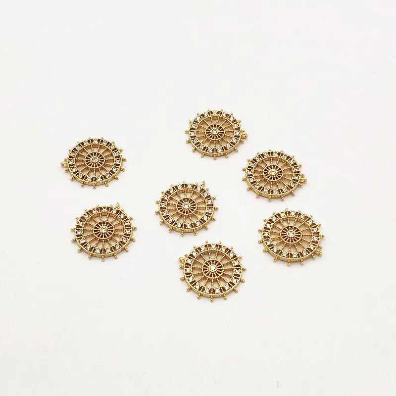 Cubic Zirconia Round Charm 22x20mm 50PCS