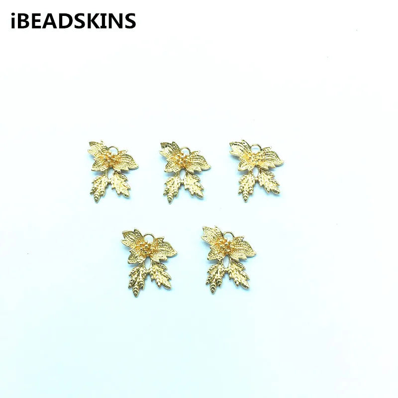 50pcs Copper Leaves Earrings Charm DIY Jewelry Findings
