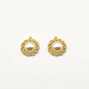 Pearls Round Charm for Earrings DIY Making Parts 22x20mm 50pcs