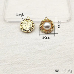 Pearls Round Charm for Earrings DIY Making Parts 22x20mm 50pcs