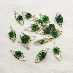 Copper Built-in Flowers Charm for Necklace Earring DIY Parts