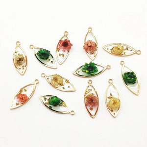 Copper Built-in Flowers Charm for Necklace Earring DIY Parts