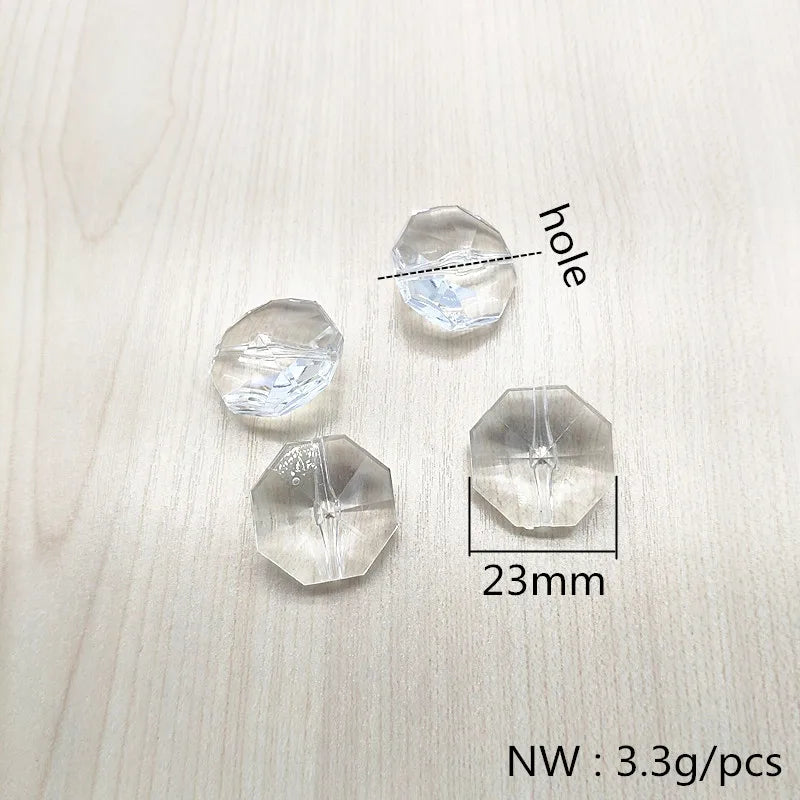 Clear Acrylic Octagon-shape Beads 145pcs for Jewelry Making
