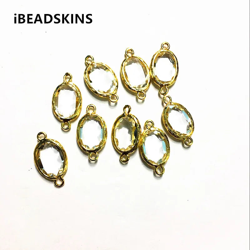 Copper Oval Glass Connector 23x12mm 50pcs