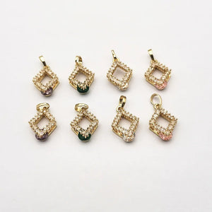 Copper/CZ Rhombus Charm for DIY Earrings, 30pcs
