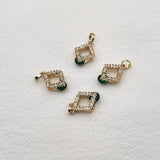 Copper/CZ Rhombus Charm for DIY Earrings, 30pcs
