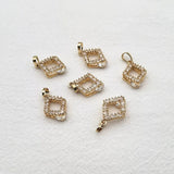 Copper/CZ Rhombus Charm for DIY Earrings, 30pcs