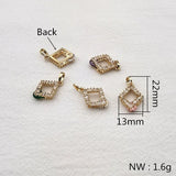 Copper/CZ Rhombus Charm for DIY Earrings, 30pcs