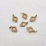 Copper/CZ Rhombus Charm for DIY Earrings, 30pcs