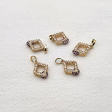Copper/CZ Rhombus Charm for DIY Earrings, 30pcs