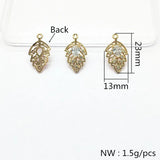 Cubic Zirconia Leaves Charm for Jewelry Earrings DIY, 50pcs