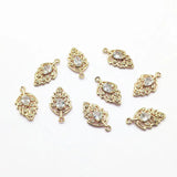 Cubic Zirconia Leaves Charm for Jewelry Earrings DIY, 50pcs
