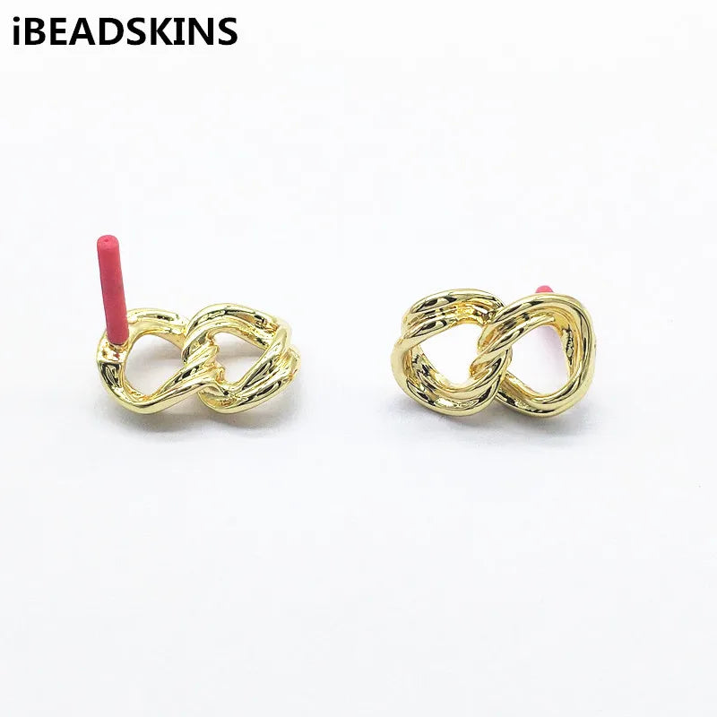 50pcs Zinc Alloy Chain Shape Earrings Stud for Jewelry DIY