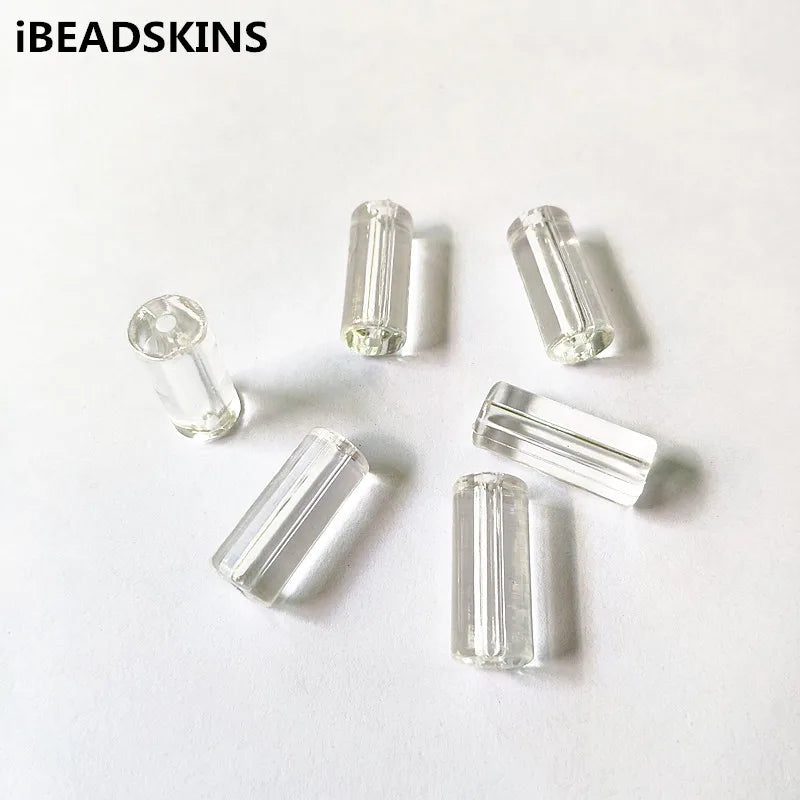 240pcs Clear Acrylic Cylindrical Shape Beads for Jewelry Making