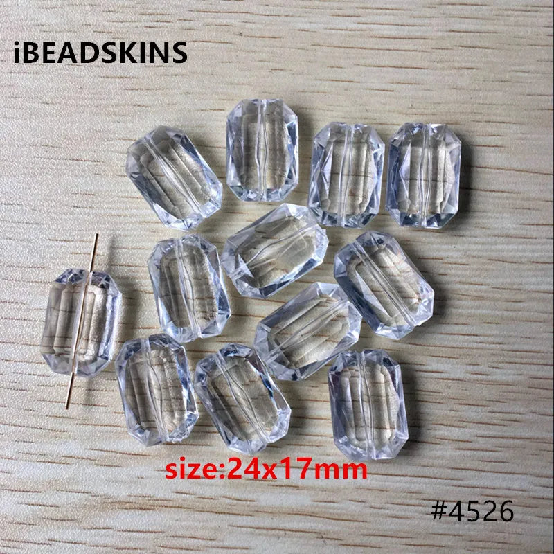 Clear Acrylic Cuboid Beads 24x17mm 210pcs/lot #4526