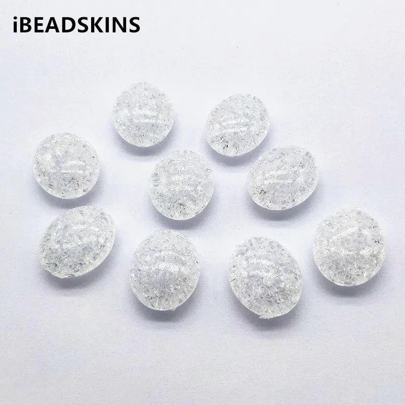Acrylic Clear Crack Oval Beads 150pcs for Earrings DIY