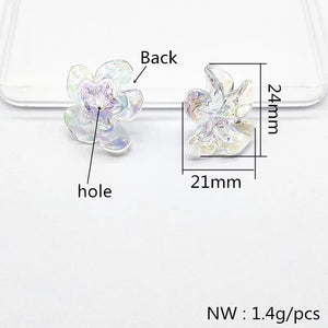 Clear Aurora Flower Beads 24x21mm 100pcs for Jewelry/Earrings DIY