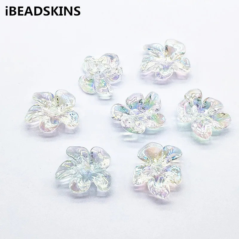 Clear Aurora Flower Beads 24x21mm 100pcs for Jewelry/Earrings DIY