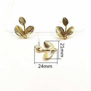 100pcs Zinc Alloy Leaf Earring Studs for DIY Jewelry