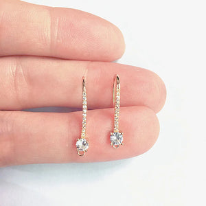 50pcs Copper/Cubic Zirconia Ear Hook for Earrings DIY
