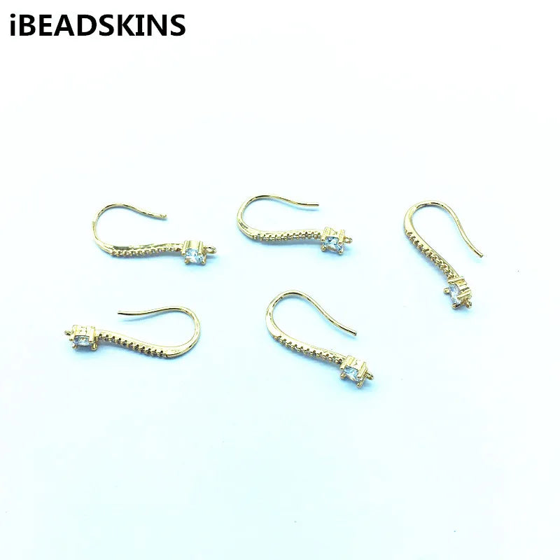 50pcs Copper/Cubic Zirconia Ear Hook for Earrings DIY