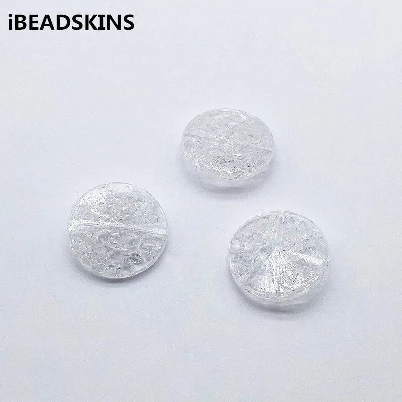 180pcs Clear Crack Coin Beads for Jewelry Accessories DIY