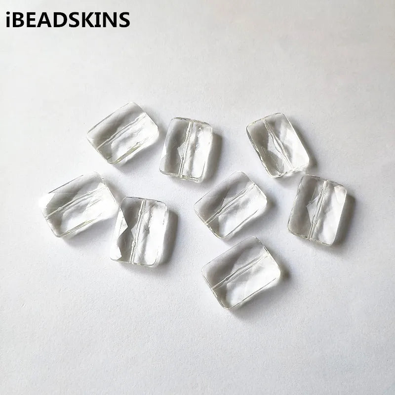 210pcs Clear Acrylic Faceted Rectangle Beads for Jewelry DIY