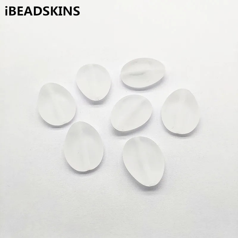 180pcs Clear Frosted Lentil Shape Beads for Jewelry Making